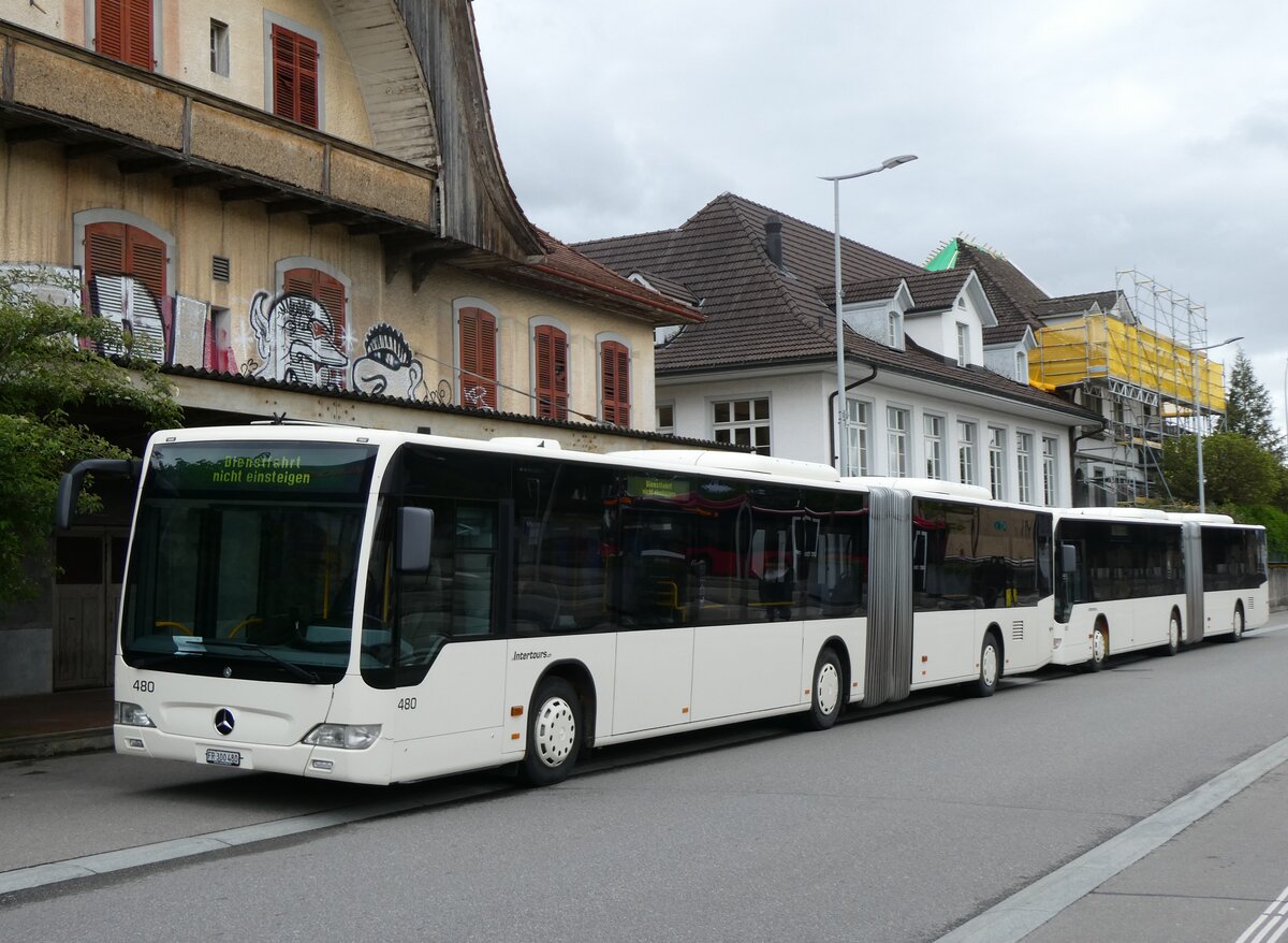 (262'210) - Intertours, Domdidier - Nr. 480/FR 300'480 - Mercedes (ex Nr. 210; ex STI Thun Nr. 134) am 6. Mai 2024 beim Bahnhof M�nsingen