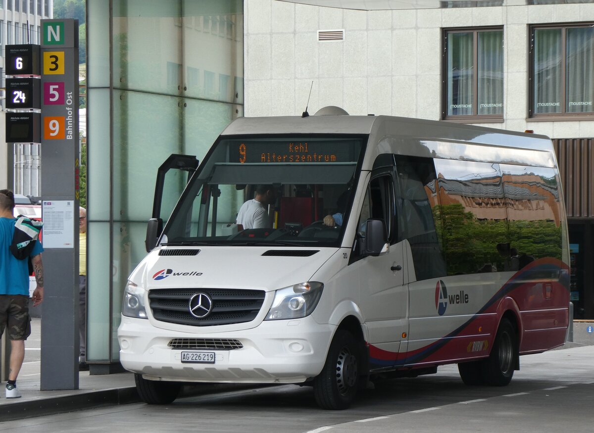 (262'328) - RVBW Wettingen - Nr. 20/AG 226'219 - Mercedes am 12. Mai 2024 beim Bahnhof Baden