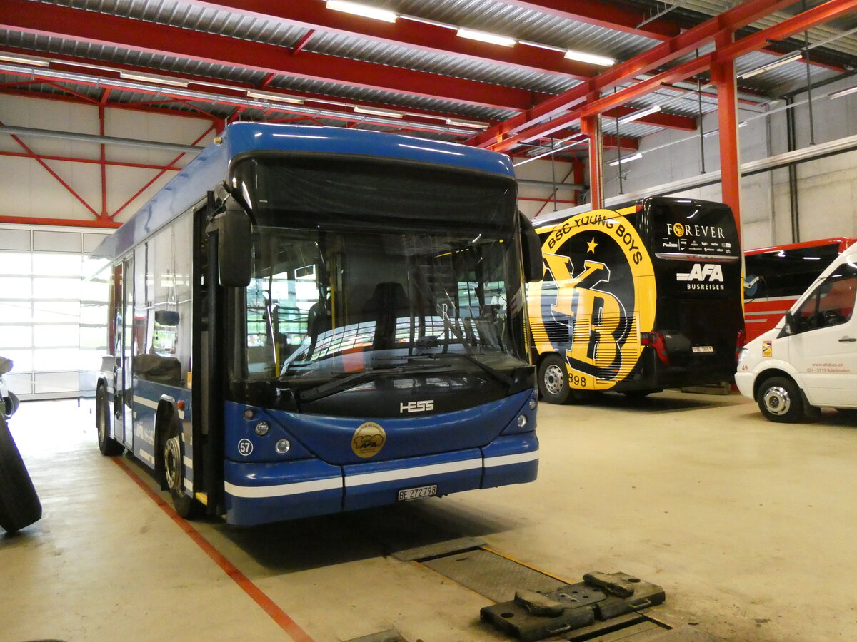 (262'384) - AFA Adelboden - Nr. 57/BE 272'798 - Scania/Hess am 15. Mai 2024 in Frutigen, Garage