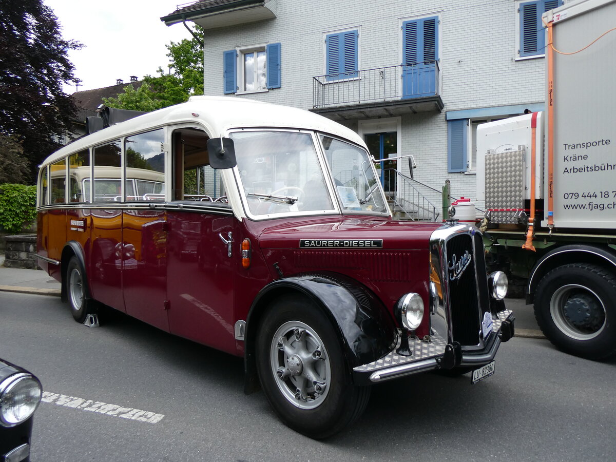 (262'689) - Bechter, Dagmersellen - LU 82'380 - Saurer/Krapf (ex M�nch, D-Marienberg; ex Spirig, Widnau; ex RhV Altst�tten Nr. 33; ex Th�r, Eichberg) am 18. Mai 2024 in Sarnen, OiO