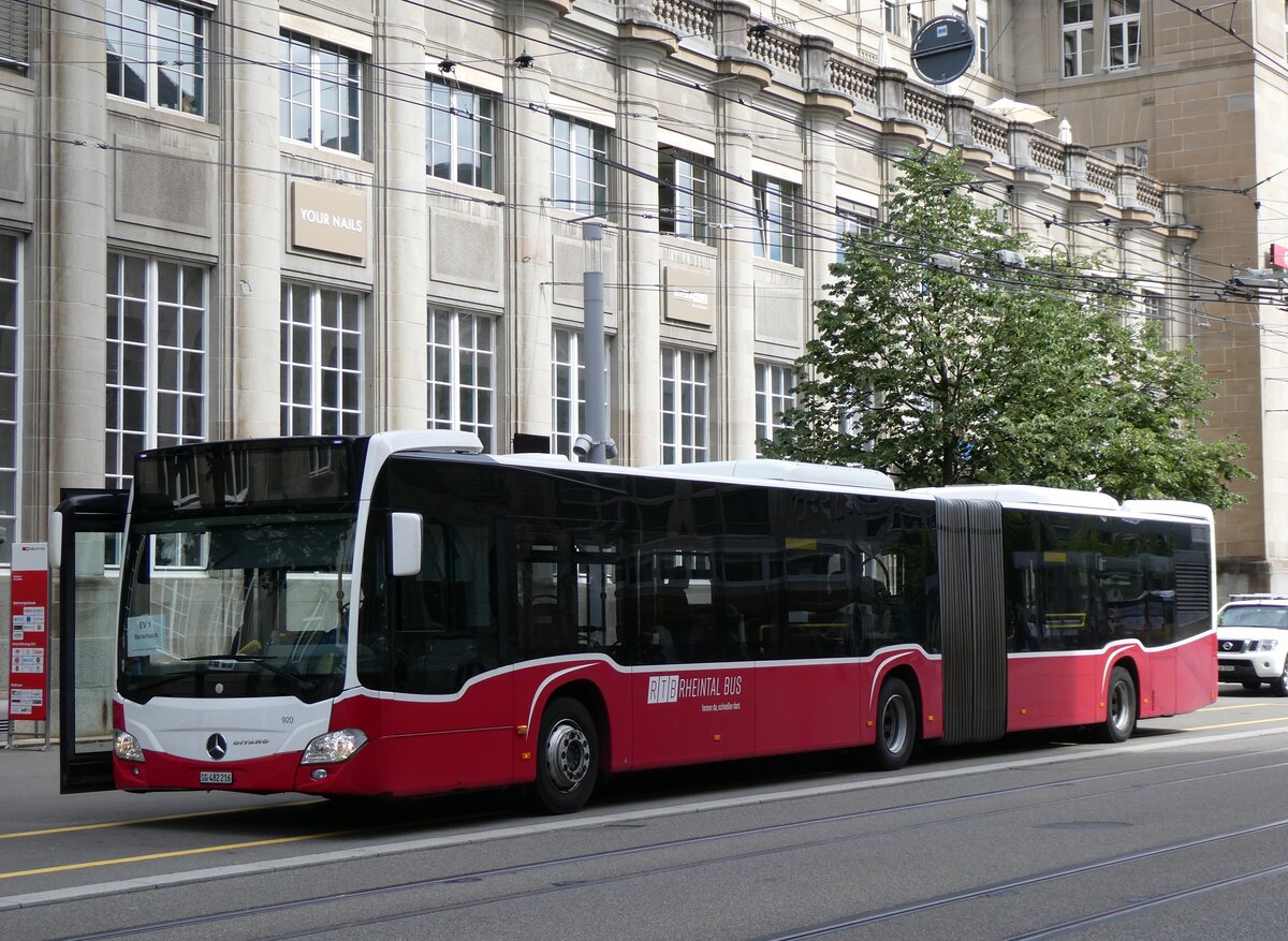 (262'802) - RTB Altst�tten - Nr. 920/SG 482'216 - Mercedes (ex Wiener Linien, A-Wien Nr. 8724) am 24. Mai 2024 beim Bahnhof St. Gallen