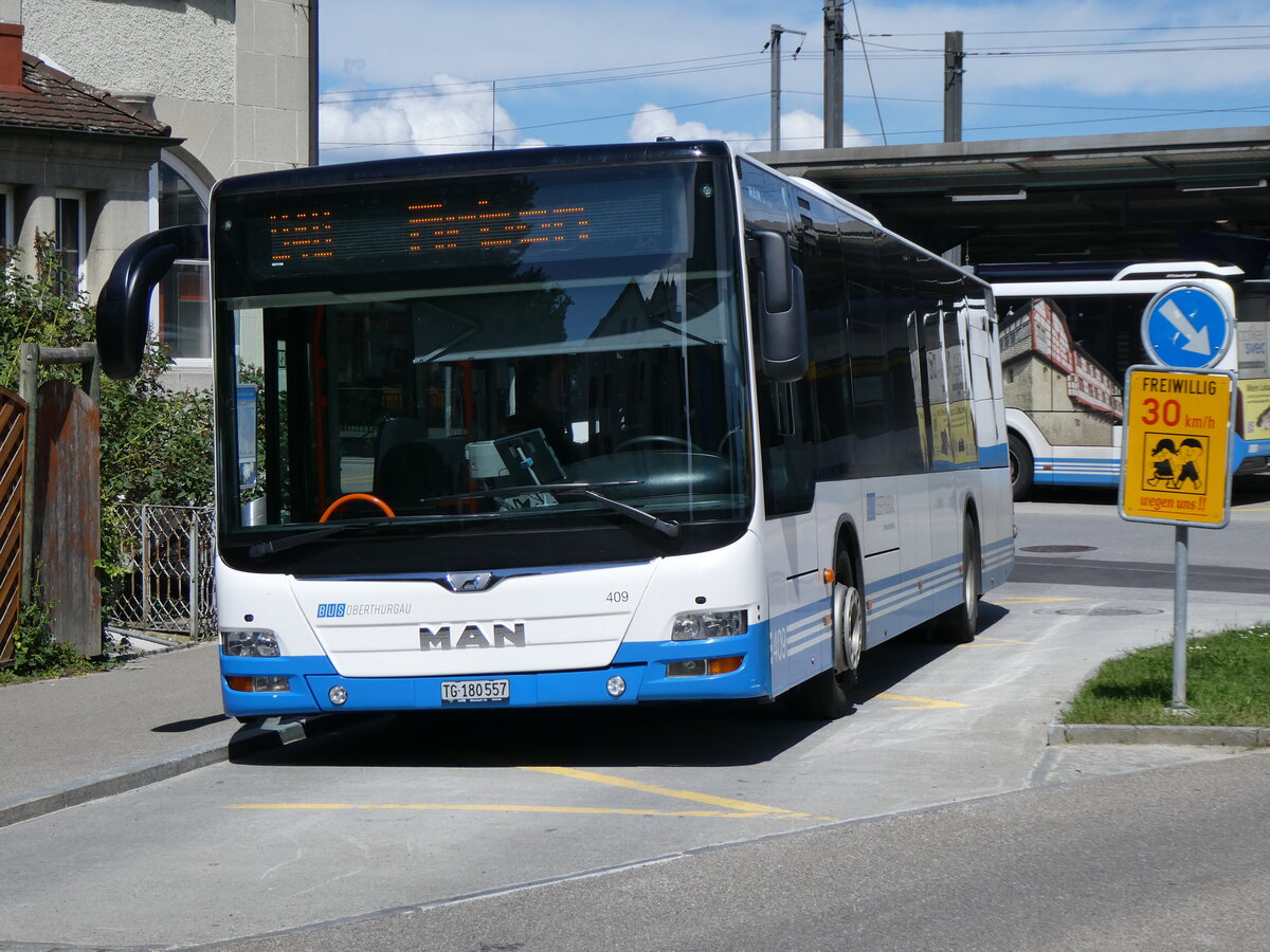 (262'896) - BOTG Amriswil - Nr. 409/TG 180'557 - MAN (ex Nr. 14) am 24. Mai 2024 beim Bahnhof Romanshorn