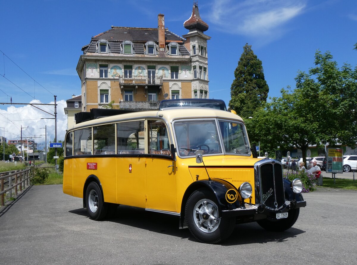 (263'149) - Baumgartner, Horn - Nr. 1/SG 73'505 - Berna/Hess (ex Chiesa, Minusio) am 25. Mai 2024 beim Bahnhof Arbon