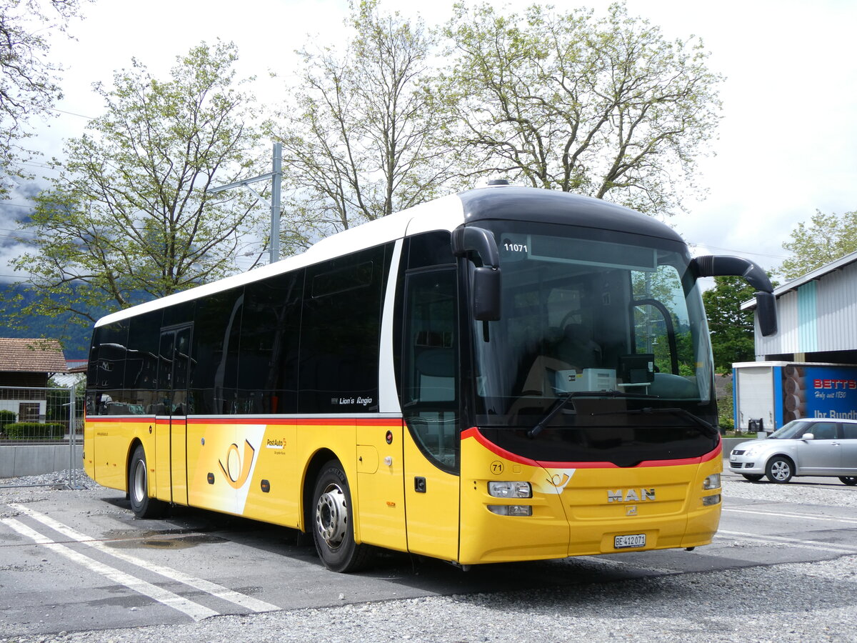 (263'286) - PostAuto Bern - Nr. 71/BE 412'071/PID 11'071 - MAN (ex PostAuto Zentralschweiz Nr. 20; ex Dillier, Sanrnen Nr. 20) am 1. Juni 2024 in Interlaken, Garage