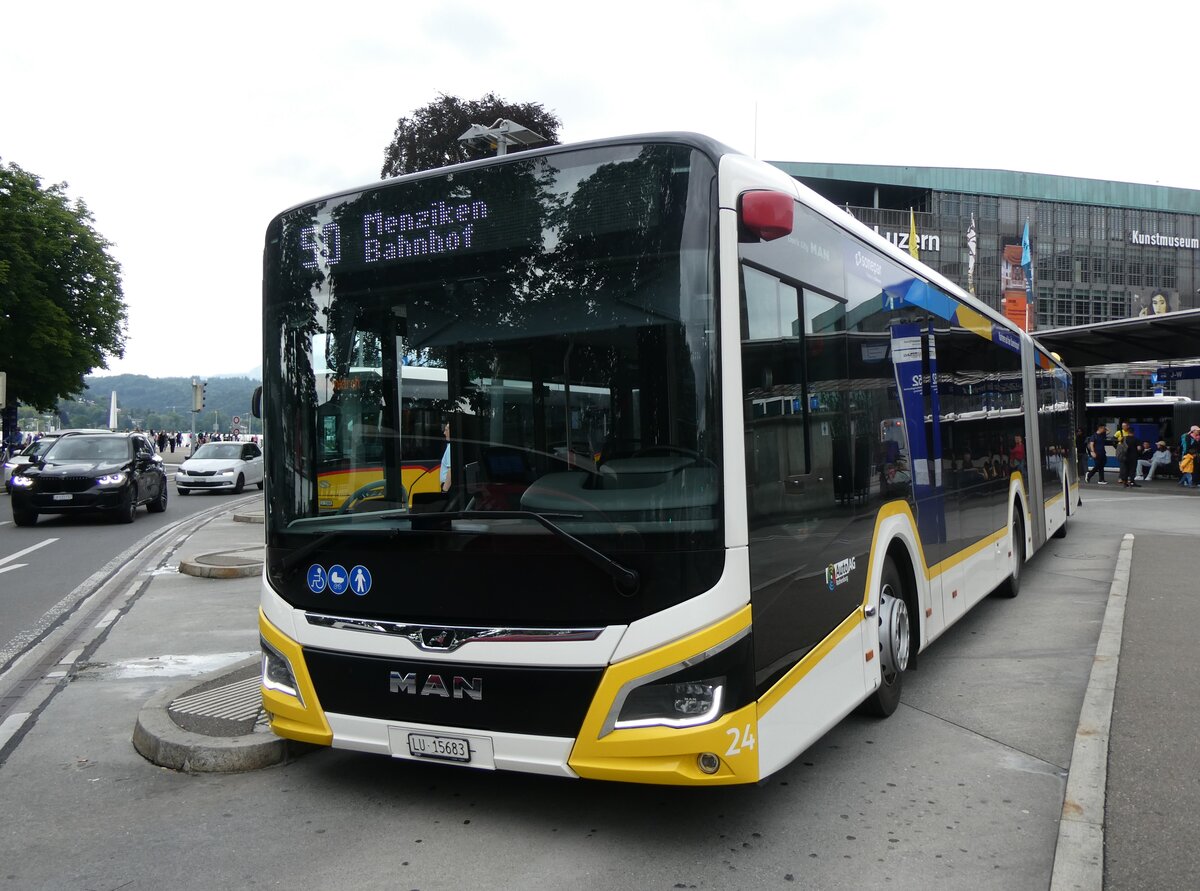 (263'644) - AAGR Rothenburg - Nr. 24/LU 15'683 - MAN am 9. Juni 2024 beim Bahnhof Luzern