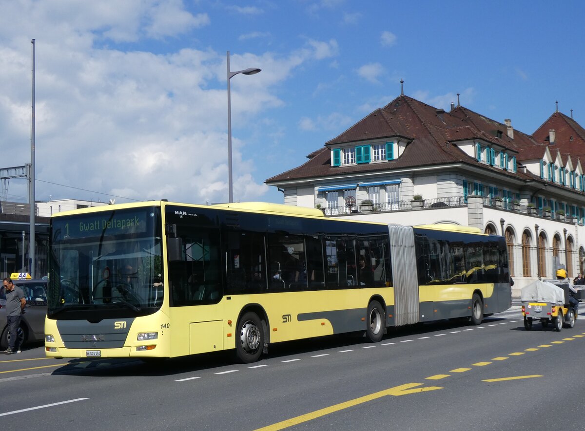 (263'668) - STI Thun - Nr. 140/BE 801'140 - MAN am 13. Juni 2024 beim Bahnhof Thun