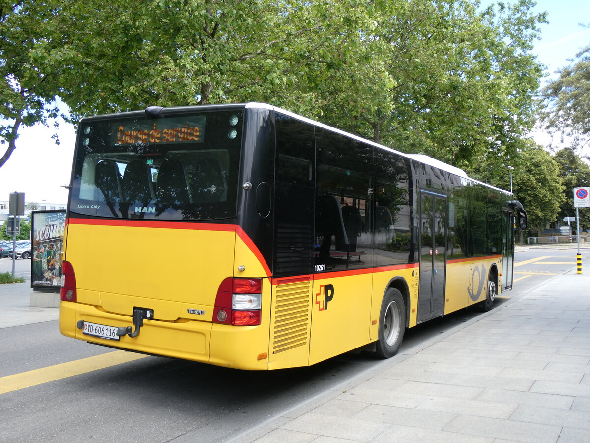 (263'738) - CarPostal Ouest - VD 606'116/PID 10'261 - MAN (ex JU 51'279; ex Nr. 13) am 16. Juni 2024 beim Bahnhof Yverdon