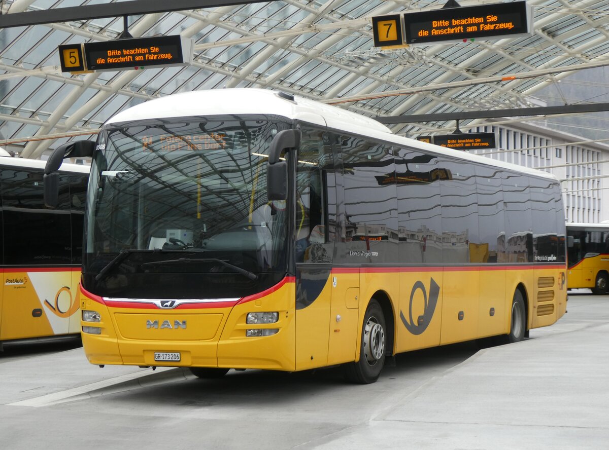 (263'833) - PostAuto Graub�nden - GR 173'206/PID 10'508 - MAN am 20. Juni 2024 in Chur, Postautostation