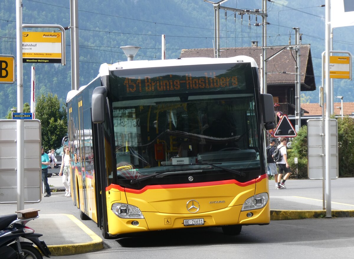 (264'086) - Fl�ck, Brienz - Nr. 6/BE 26'631/PID 11'683 - Mercedes (ex PostAuto Bern) am 29. Juni 2024 beim Bahnhof Brienz