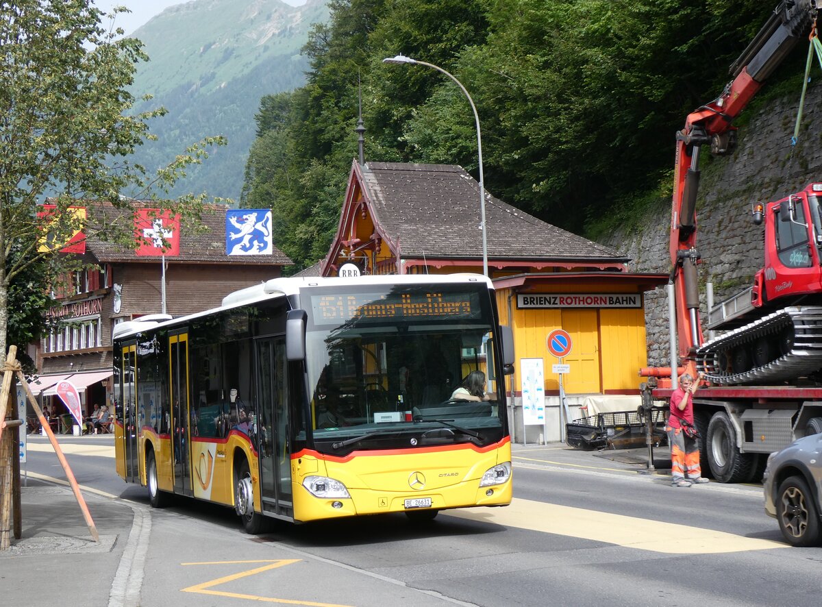 (264'088) - Fl�ck, Brienz - Nr. 6/BE 26'631/PID 11'683 - Mercedes (ex PostAuto Bern) am 29. Juni 2024 beim Bahnhof Brienz