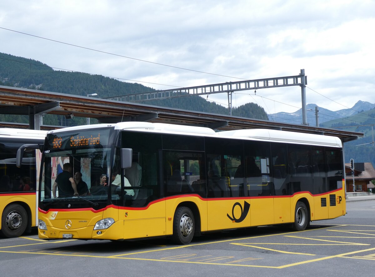 (264'343) - K�bli, Gstaad - BE 360355/PID 11'857 - Mercedes (ex PostAuto Bern BE 538'988; ex PostAuto Bern BE 653'386) am 6. Juli 2024 beim Bahnhof Gstaad