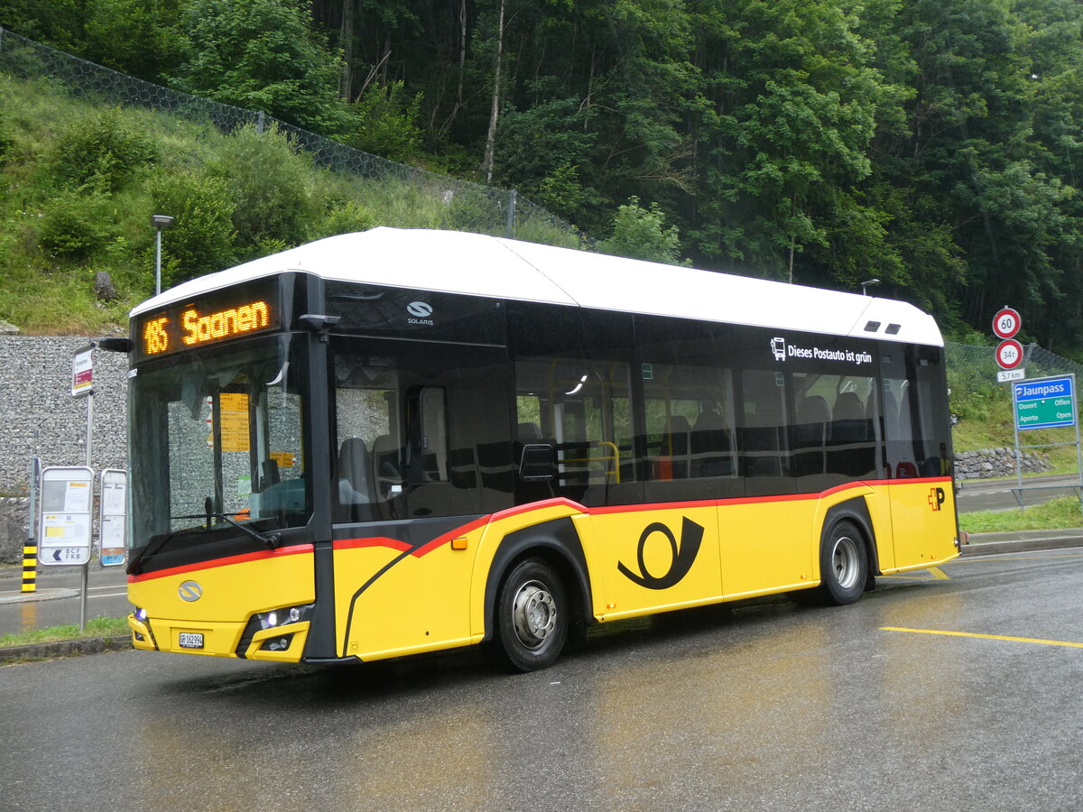(264'356) - PostAuto Graub�nden - GR 162'994/PID 12'082 - eSolaris am 6. Juli 2024 in Jaun, Bergbahnen