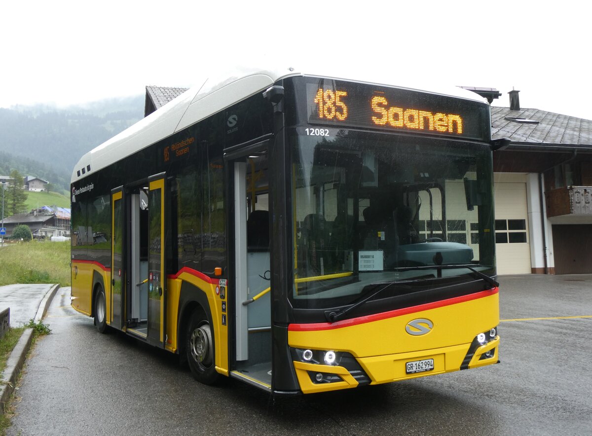 (264'358) - PostAuto Graub�nden - GR 162'994/PID 12'082 - eSolaris am 6. Juli 2024 in Jaun, Bergbahnen