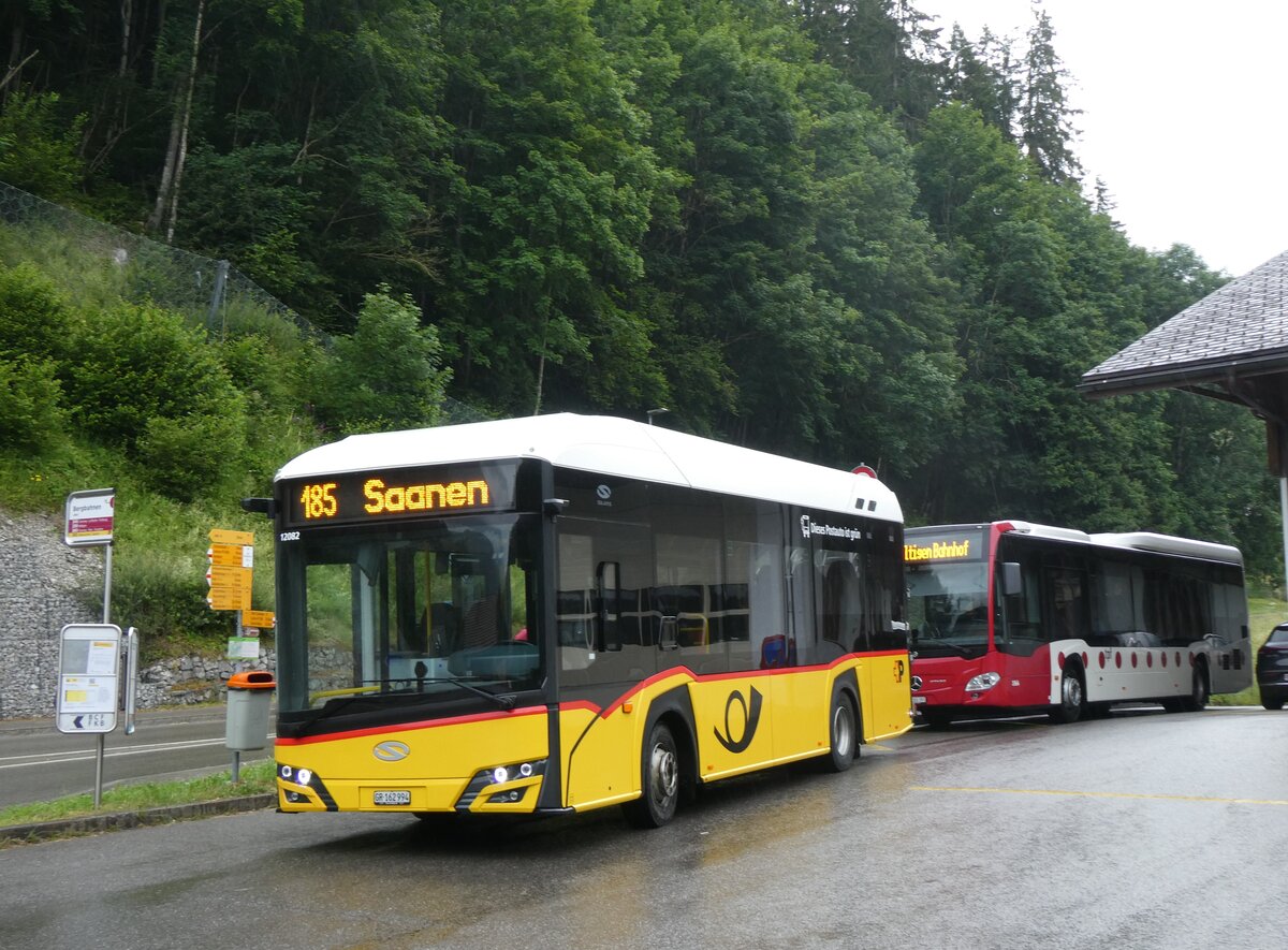 (264'362) - PostAuto Graub�nden - GR 162'994/PID 12'082 - eSolaris am 6. Juli 2024 in Jaun, Bergbahnen