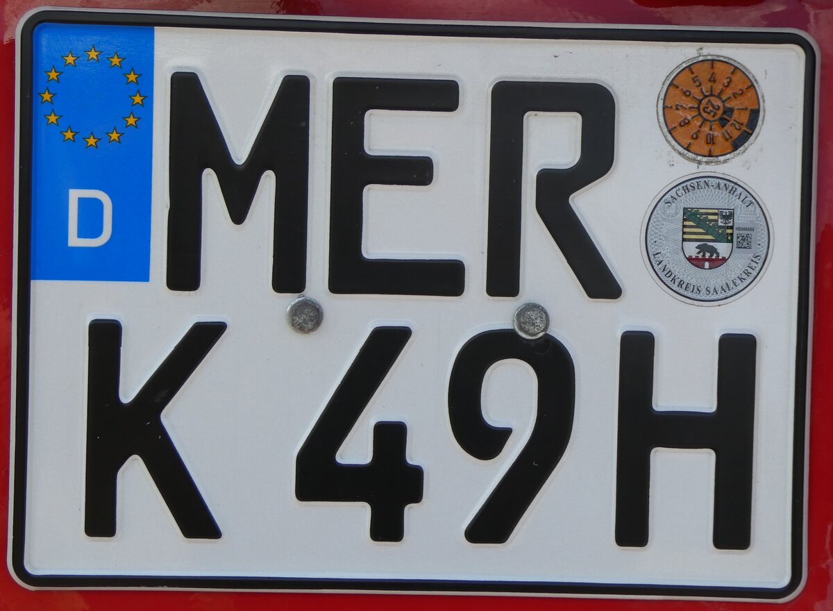 (264'604) - Nummernschild - MER-K 49H - am 10. Juli 2024 in Kreypau, Unvollendete Br�cke