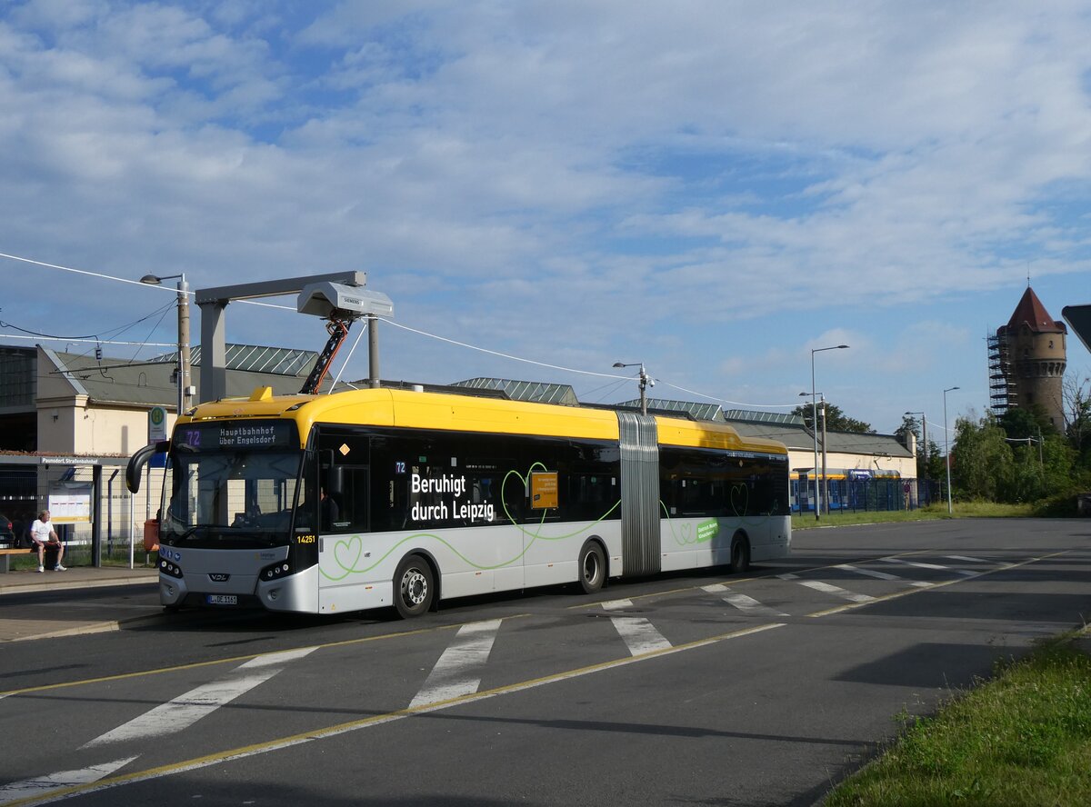 (264'646) - LVB Leipzig - Nr. 14'255/L-DE 1161 - eVDL am 11. Juli 2024 in Leipzig, Paunsdorf Strassenbahnhof 