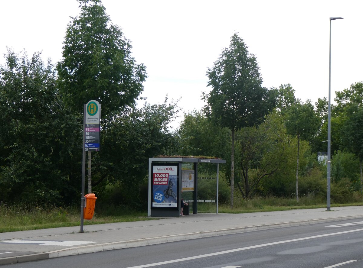 (264'761) - LVB-Haltestelle am 12. Juli 2024 in Leipzig, Sch�nauer Ring