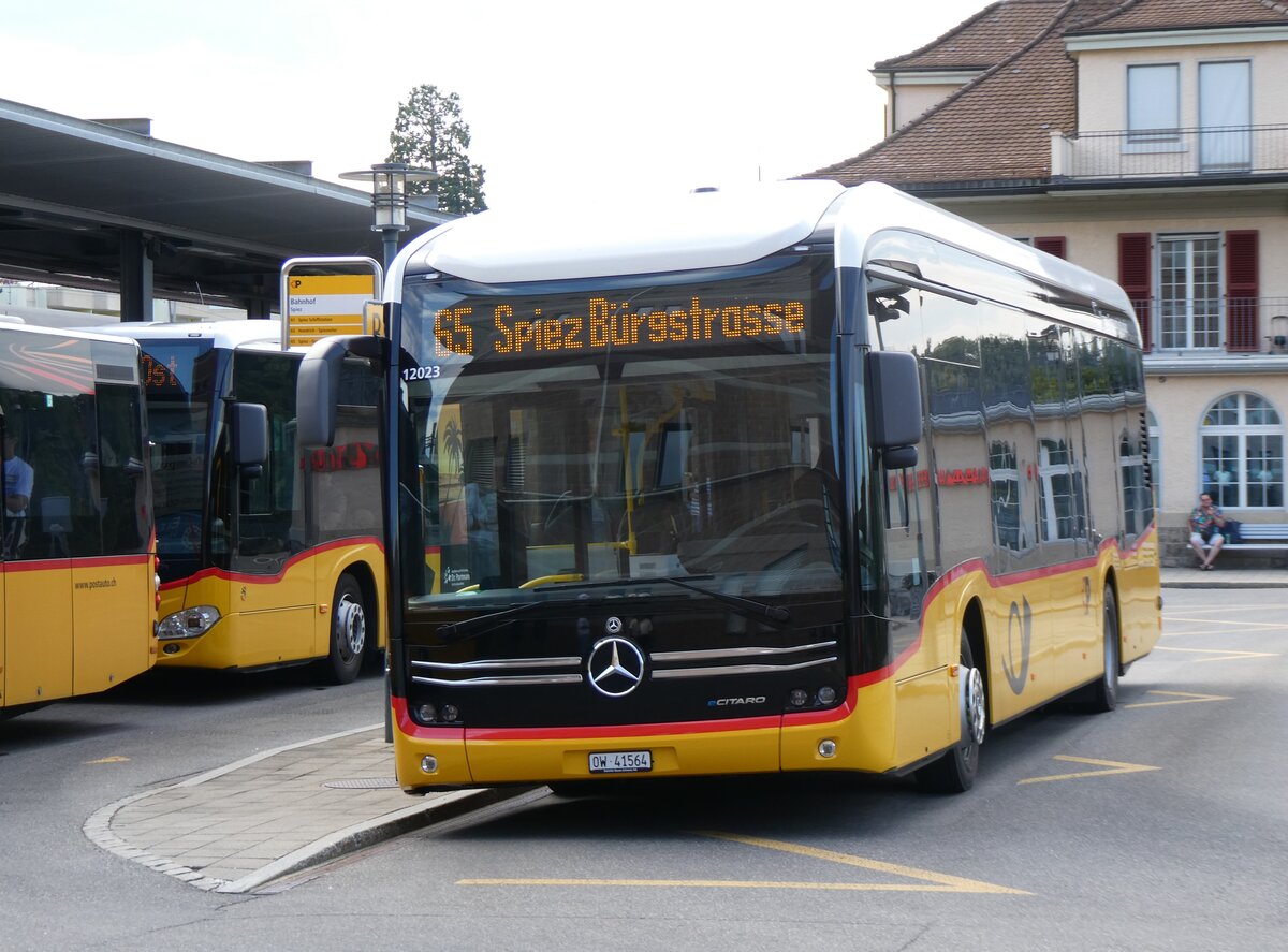 (265'065) - PostAuto Zentralschweiz (H�fliger) - OW 41'564/PID 12'023 - eMercedes am 27. Juli 2024 beim Bahnhof Spiez