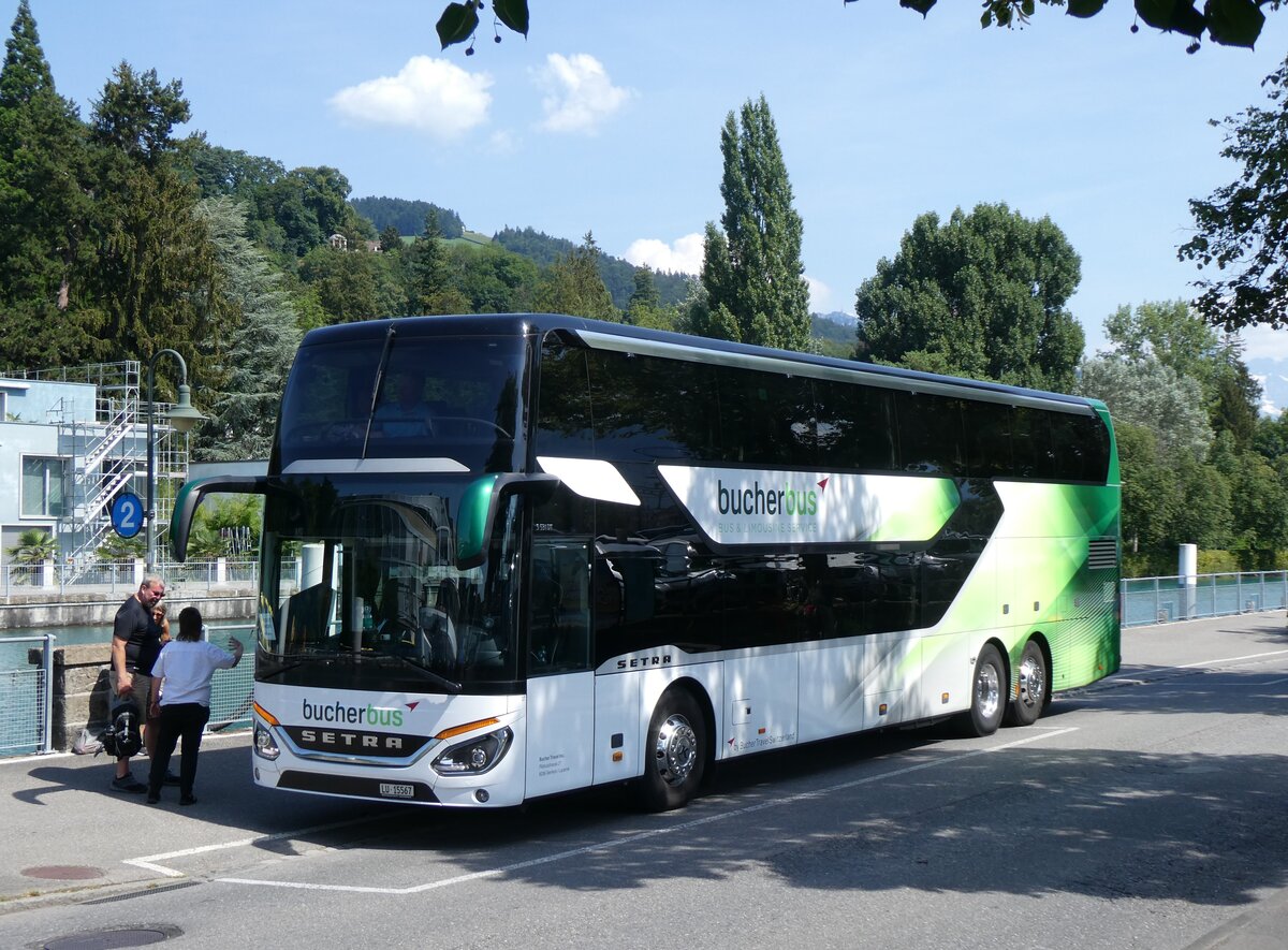 (265'313) - Bucher, Dierikon - Nr. 37/LU 15'567 - Setra am 30. Juli 2024 bei der Schiffl�ndte Thun