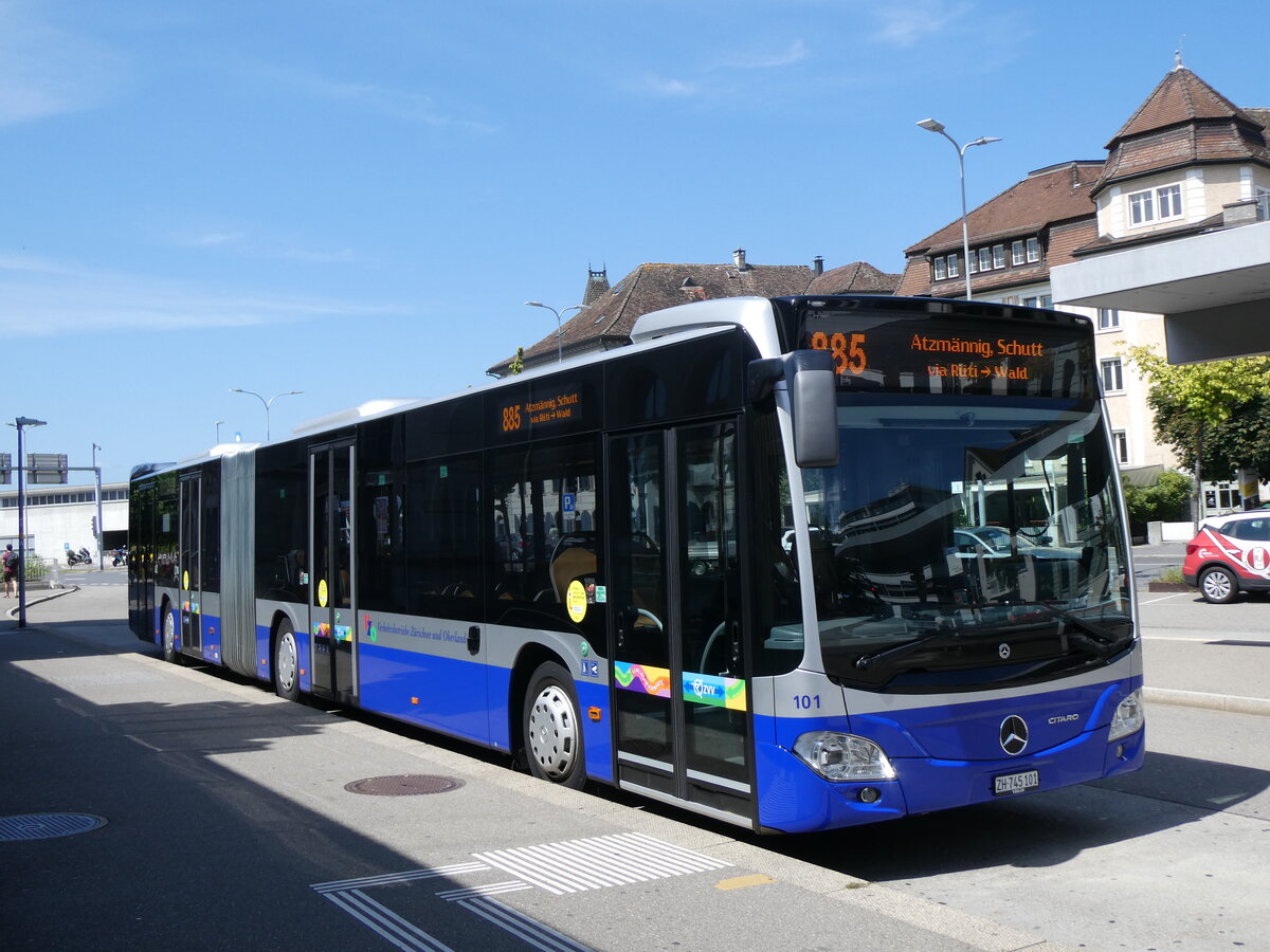 (265'660) - VZO Gr�ningen - Nr. 101/ZH 745'101 - Mercedes am 15. August 2024 beim Bahnhof Rapperswil