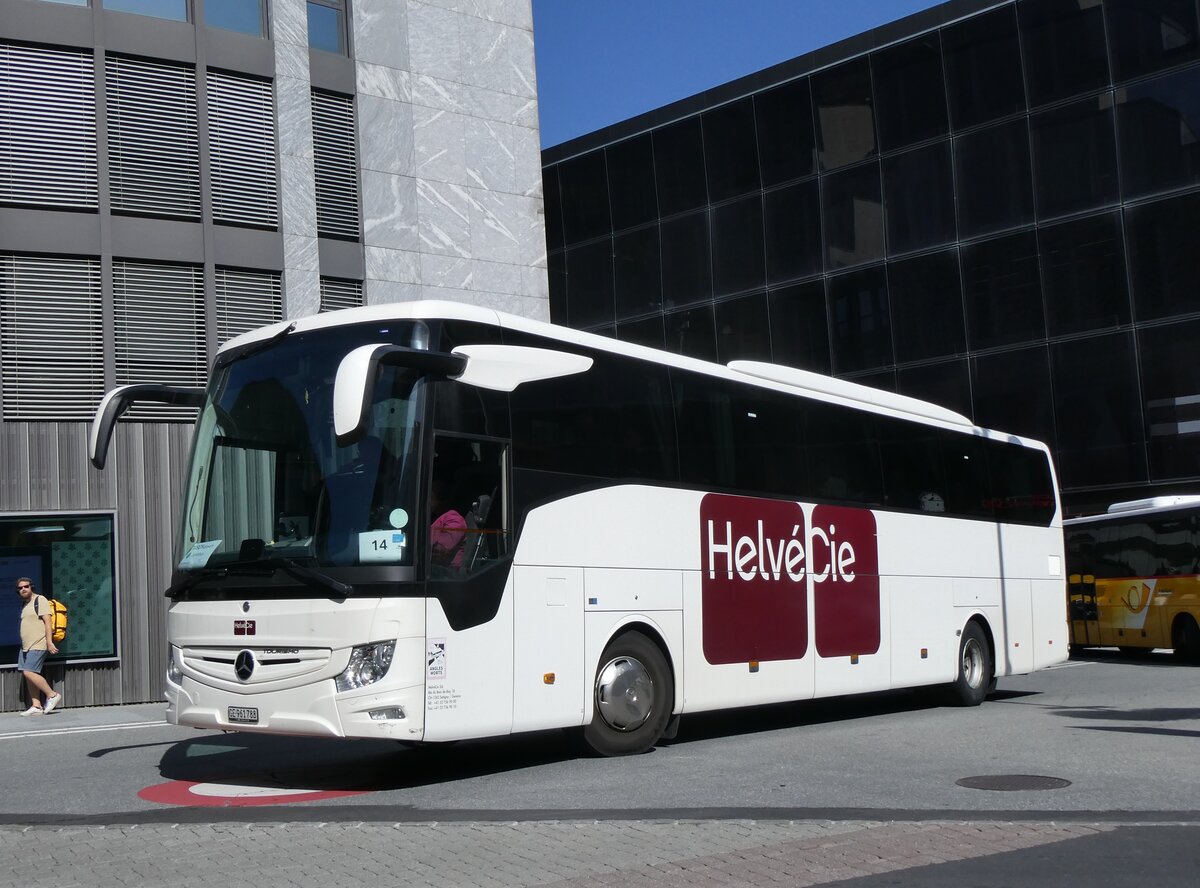(265'696) - Helv�Cie, Satigny - Nr. 31'069/GE 961'788 - Mercedes am 16. August 2024 beim Bahnhof Visp