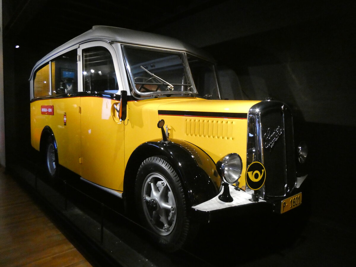 (266'106) - PTT-Regie - P 1601 - Saurer/Saurer (ex Nussbaumer, Ganterschwil) am 24. August 2024 in Bern, Museum f�r Kommunikation