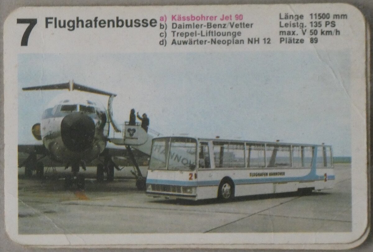 (266'148) - Aus Deutschland: Quartett-Spielkarte mit K�ssbohrer Jet 90 am 25. August 2024 in Thun