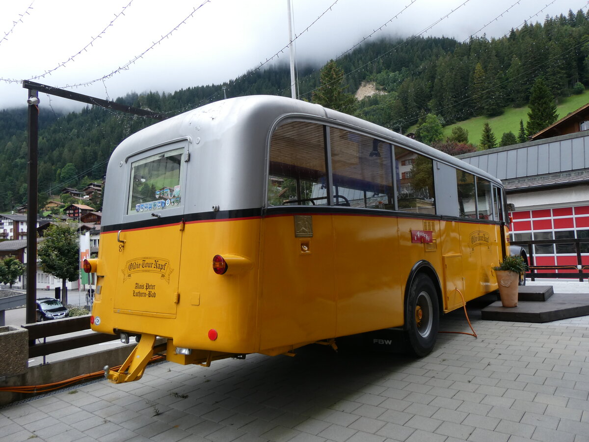 (266'195) - Peter, Luthern Bad - FBW/Gangloff (ex Reusser, Bassersdorf; ex Panel, P�verenges; ex P 24'562; ex P 1351) am 26. August 2024 in Adelboden, Hotel Beau Site 