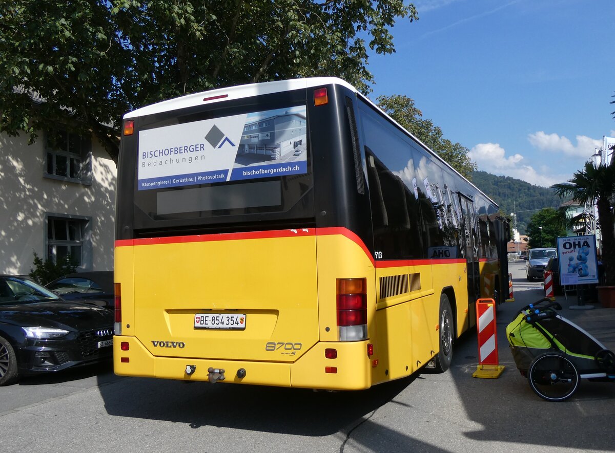 (266'309) - Gohl, Herzogenbuchsee - BE 854'354 - Volvo (ex Rojama, Sch�ftland; ex Schmidt, Oberb�ren PID 5103) am 30. August 2024 in Thun, Expo 