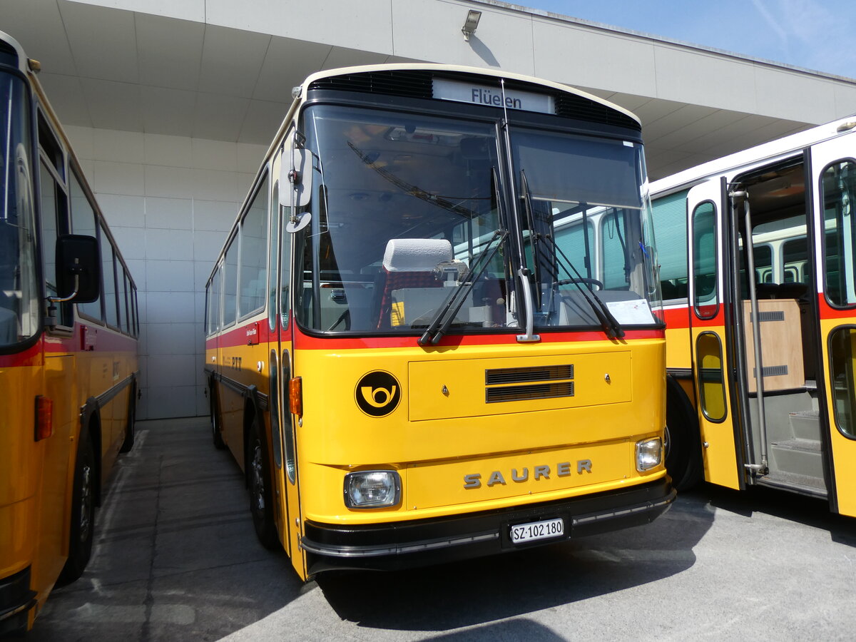 (266'344) - Inkamp, Altendorf - SZ 102'180 - Saurer/T�scher (ex Koch, Giswil; ex Selfors, Meiringen PID 3463; ex P 24'236) am 31. August 2024 in Oberkirch, CAMPUS Sursee