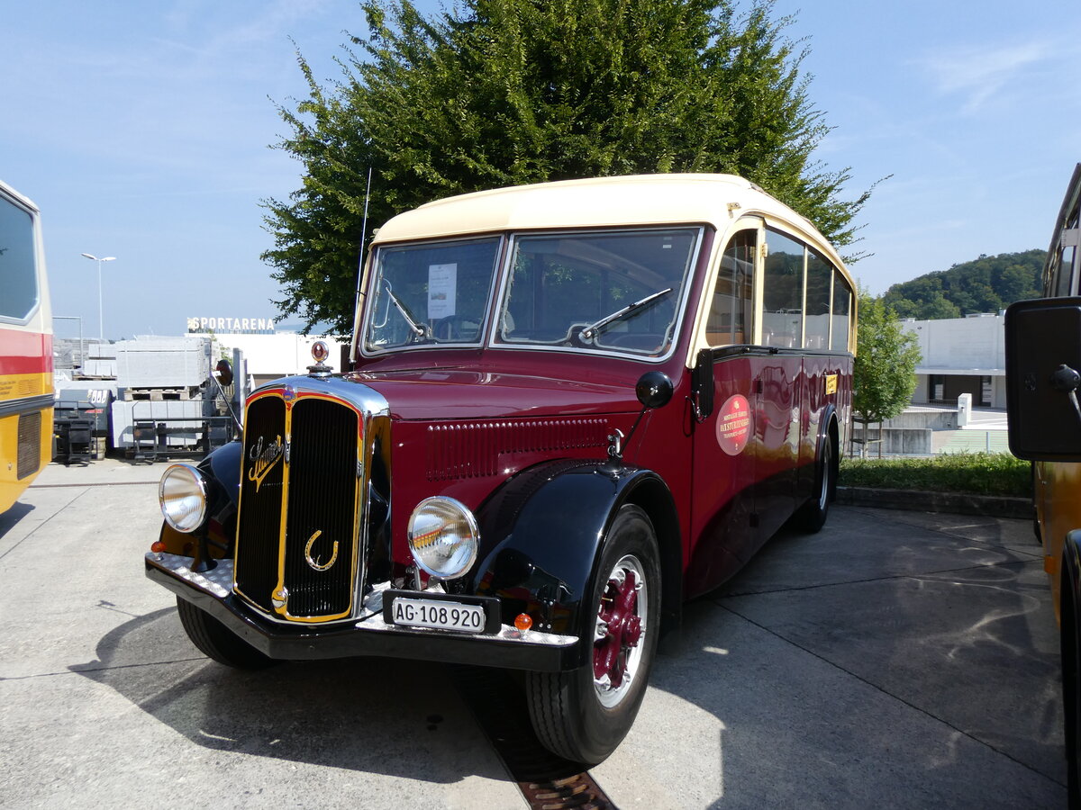 (266'362) - Sturzenegger, Bergdietikon - AG 108'920 - Saurer/Saurer (ex Mazzoleni, Chur; ex Societ� Rabadan, Bellinzona; ex Faggio, Bellinzona) am 31. August 2024 in Oberkirch, CAMPUS Sursee 