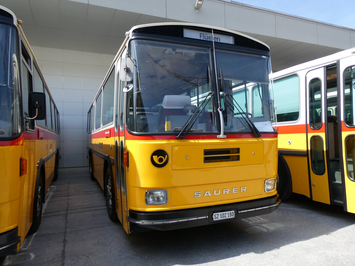 (266'429) - Inkamp, Altendorf - SZ 102'180 - Saurer/T�scher (ex Koch, Giswil; ex Selfors, Meiringen PID 3463; ex P 24'236) am 31. August 2024 in Oberkirch, CAMPUS Sursee