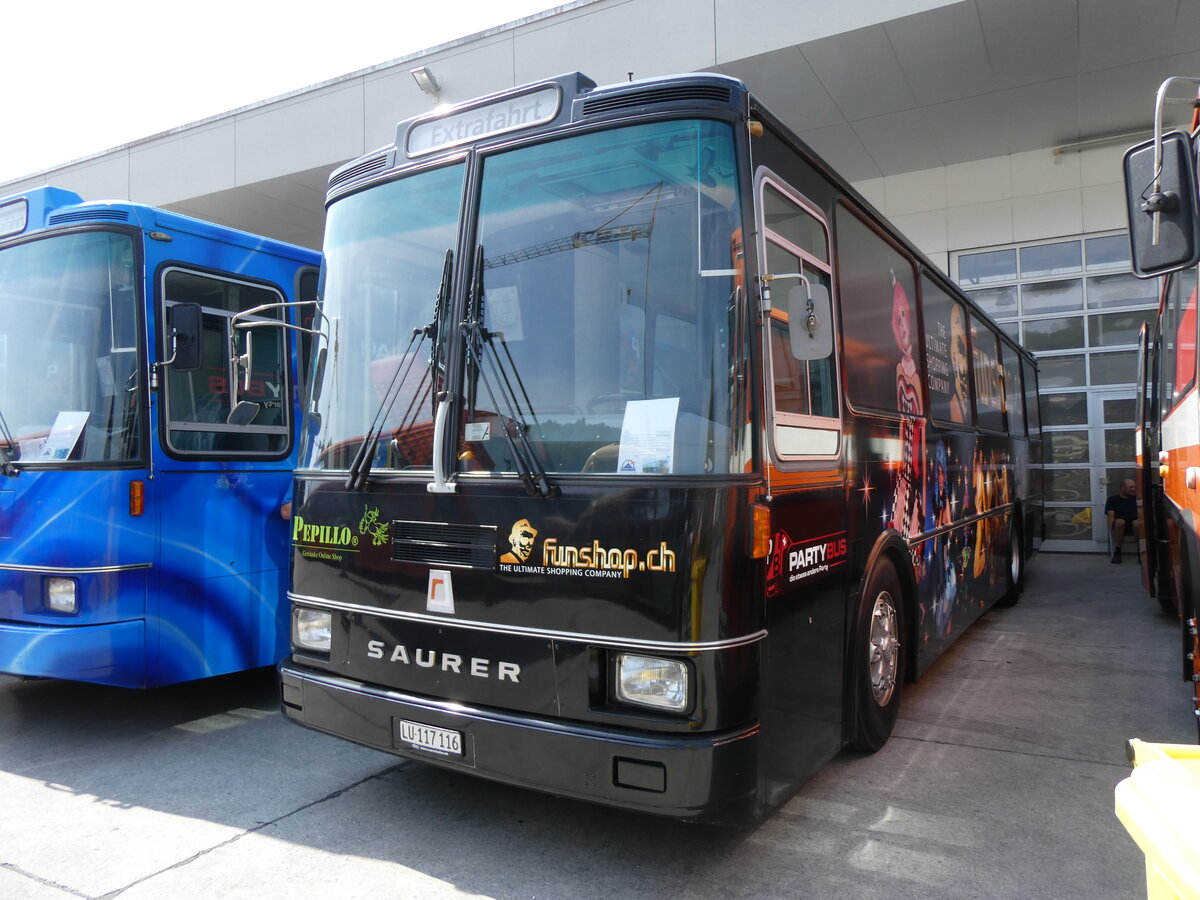 (266'447) - Party-Bus, Grosswangen - LU 117'116 - Saurer/R&J (ex Wohlgemuth, Hochwald) am 31. August 2024 in Oberkirch, CAMPUS Sursee