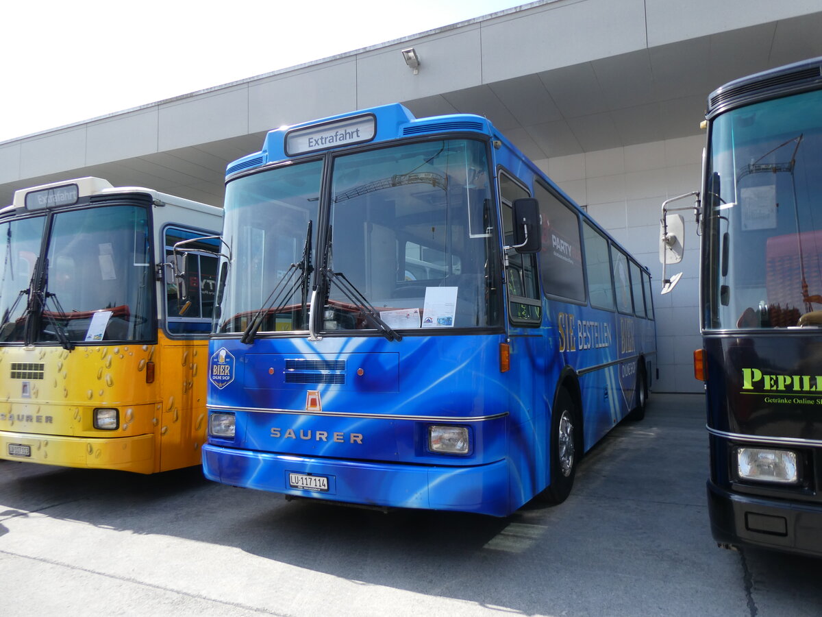 (266'451) - Party-Bus, Grosswangen - LU 117'114 - Saurer/R&J (ex H�sler, Rickenbach PID 2610) am 31. August 2024 in Oberkirch, CAMPUS Sursee