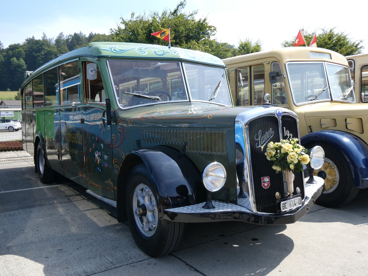 (266'465) - Lorenz, Lyssach - BE 614 U - Saurer/Saurer (ex Geiger, Adelboden Nr. 8; ex P 1997) am 31. August 2024 in Oberkirch, CAMPUS Sursee