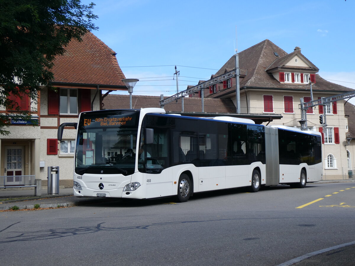 (266'671) - Intertours, Domdidier - Nr. 468/FR 300'468 - Mercedes (ex Nr. 201) am 6. September 2024 beim Bahnhof T�uffelen
