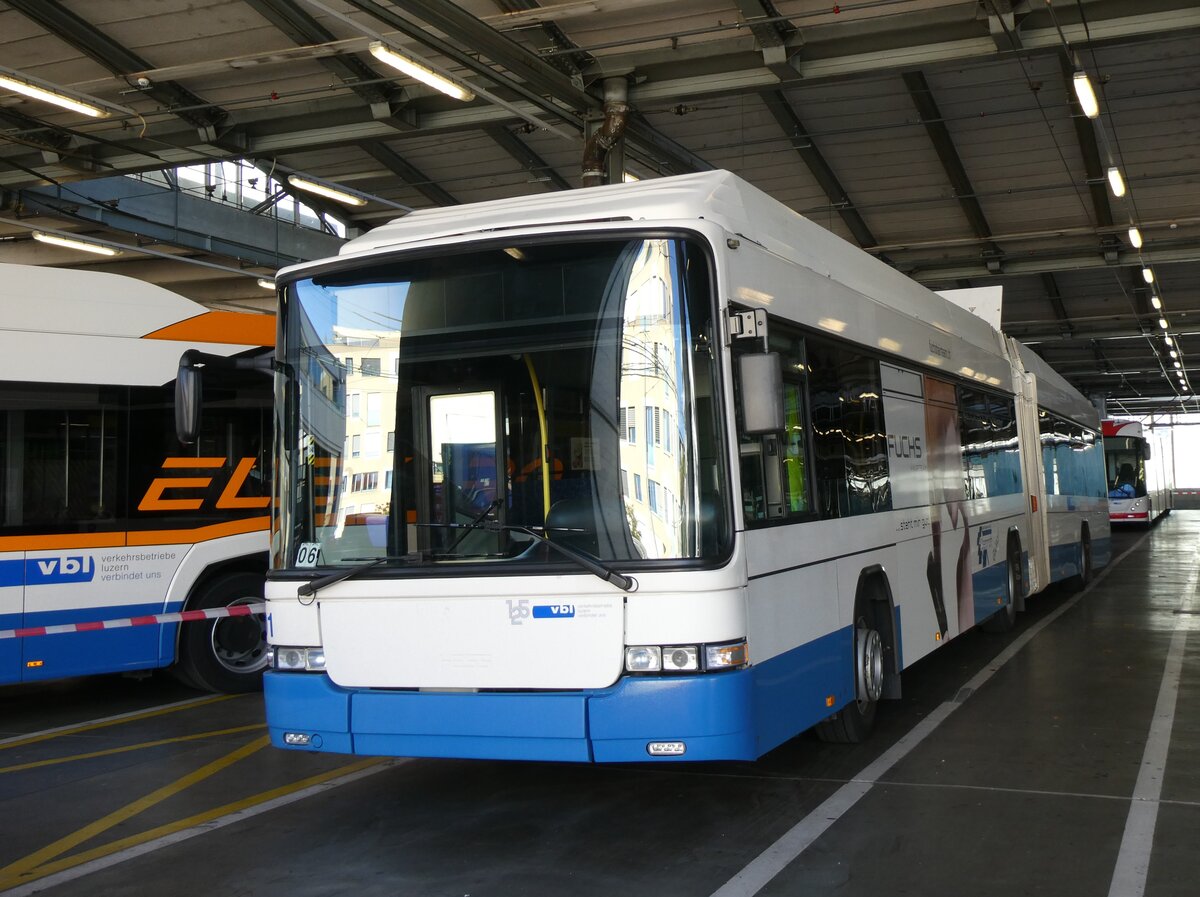 (266'732) - VBL Luzern - Nr. 201 - Hess/Hess Gelenktrolleybus am 7. September 2024 in Luzern, Depot
