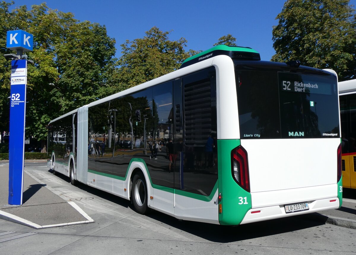 (266'779) - AAGR Rothenburg - Nr. 31/LU 233'709 - MAN am 7. September 2024 beim Bahnhof Luzern