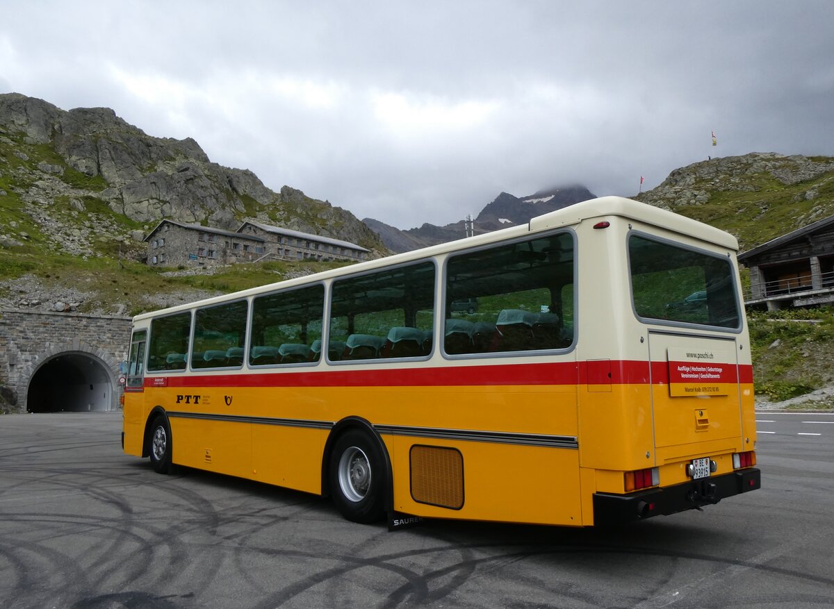 (266'848) - Kolb, Grasswil - Nr. 3/BE 93'915 - Saurer/R&J (ex Schmocker, Stechelberg Nr. 3/PID 2409; ex Schmocker, Stechelberg Nr. 1; ex Gertsch, Stechelberg Nr. 1) am 8. September 2024 in Susten, Passh�he