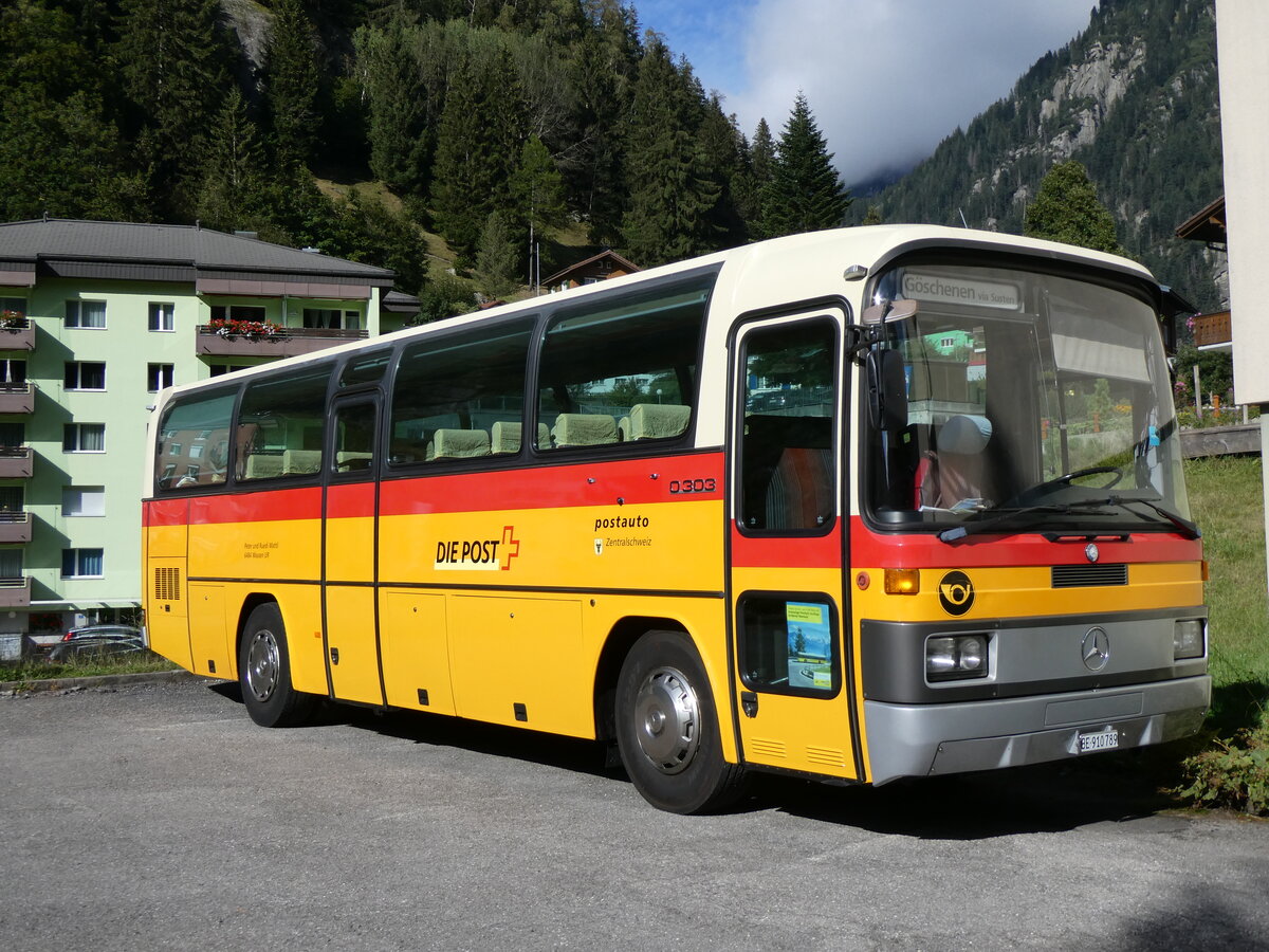 (266'925) - Buzzi, Bern - BE 910'789 - Mercedes (ex Mattli, Wassen PID 2295) am 10 September 2024 in G�schenen, Hotel zum weissen R�ssli