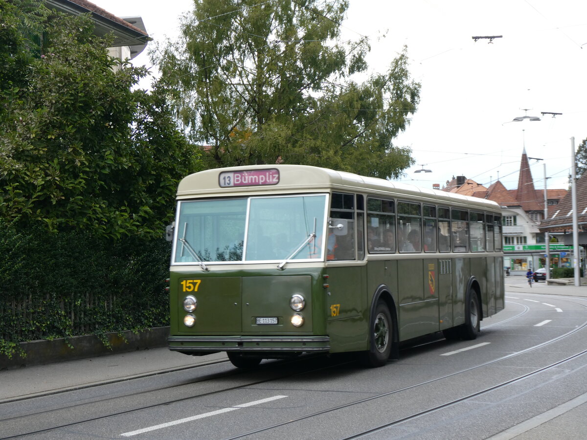 (267'009) - SVB Bern (Bernmobil historique) - Nr. 157/BE 113'157 - FBW/Gangloff am 14. September 2024 in Bern, Bachm�tteli