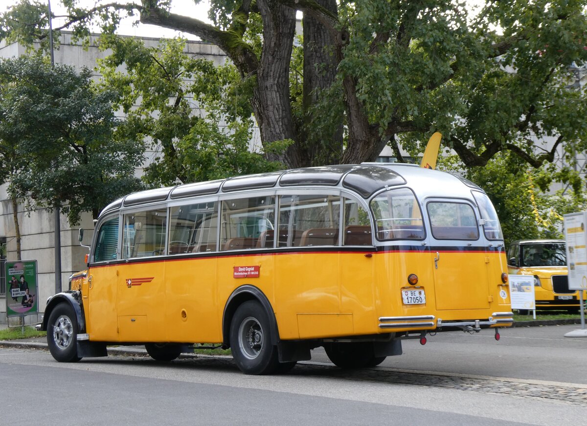 (267'020) - Gogniat, M�nchenbuchsee - BE 17'050 - FBW/FHS (ex Herzog, Muttenz; ex Kontiki, Wettingen Nr. 4; ex Nett, Bachs; ex P 23'179; ex P 2187) am 14. September 2024 in Bern, Museum f�r Kommunikation