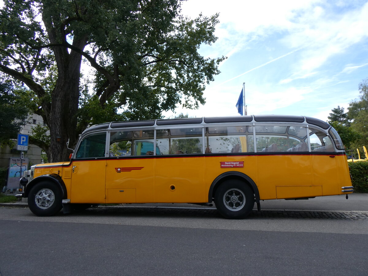 (267'021) - Gogniat, M�nchenbuchsee - BE 17'050 - FBW/FHS (ex Herzog, Muttenz; ex Kontiki, Wettingen Nr. 4; ex Nett, Bachs; ex P 23'179; ex P 2187) am 14. September 2024 in Bern, Museum f�r Kommunikation