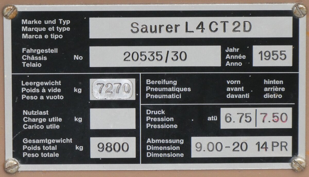 (267'035) - Typenschild - P 2240 - am 14. September 2024 in Bern, Museum f�r Kommunikation