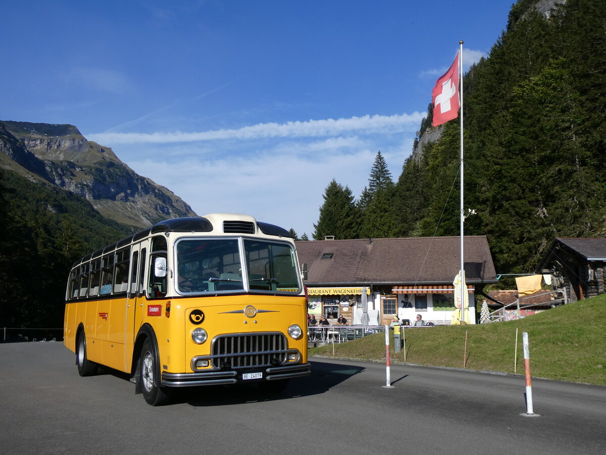 (267'507) - Gast, Reutigen - Nr. 1/BE 24'079 - FBW/FHS (ex Lambach, Gommiswald; ex Hotz, Rickenbach bei Wil/TG; ex P 24'079; ex P 21'579) am 22. September 2024 in Innertkirchen, Wagenkehr