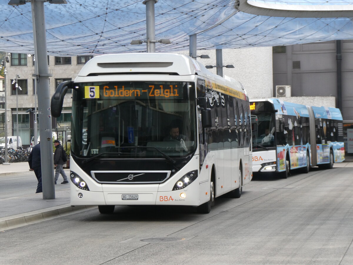 (267'668) - BBA Aarau - Nr. 49/AG 15'649 - Volvo am 3. Oktober 2024 beim Bahnhof Aarau
