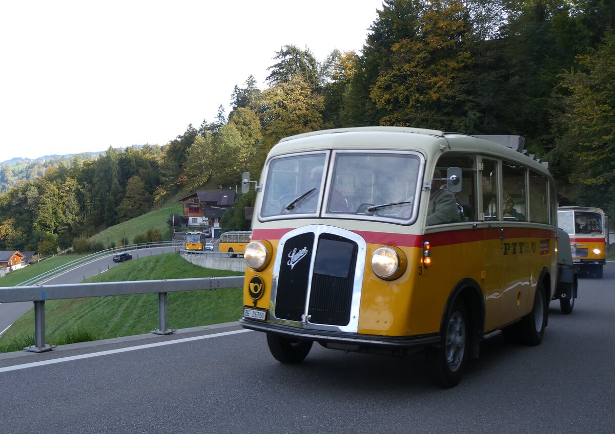 (268'019) - Schmid, Th�rishaus - Nr. 3/BE 26'760 - Saurer/Gangloff (ex Geiger, Adelboden Nr. 3) am 12. Oktober 2024 in Reichenbach, Kientalstrasse