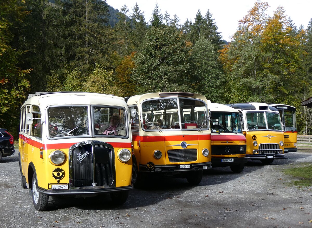 (268'025) - Schmid, Th�rishaus - Nr. 3/BE 26'760 - Saurer/Gangloff (ex Geiger, Adelboden Nr. 3) am 12. Oktober 2024 in Kiental, Loosplattenalp