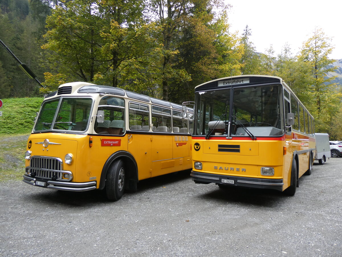 (268'065) - Schmid, Th�rishaus - BE 26'206 - Saurer/T�scher (ex P 24'244) am 12. Oktober 2024 in Kiental, Tschingel