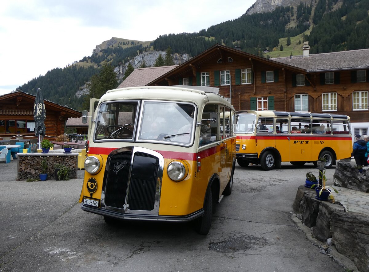 (268'070) - Schmid, Th�rishaus - Nr. 3/BE 26'760 - Saurer/Gangloff (ex Geiger, Adelboden Nr. 3) am 12. Oktober 2024 auf der Griesalp